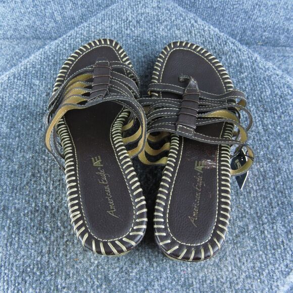 American Eagle Women Flip Flop Sandal Shoes Size 8.5 Medium Brown Synthetic - Picture 6 of 9